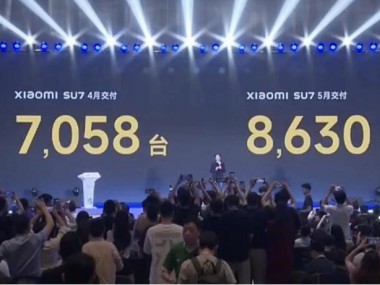 雷军：小米SU7 5月交付8630辆，全年保底交付10万辆，冲刺12万辆